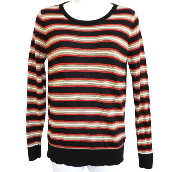 Scotch & Soda Maison Metallic Striped Sweater Lightweight Knit Ribbed Crewneck S - Picture 4 of 10